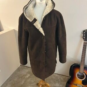 Y2K sued faux fur heavy 2000s long coat super soft vintage 2000s‎